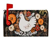 Housses magnétiques de boîte aux lettres de poulet rustique avec feuille de citrouille, orange automne, pour décoration de jardin, cour, 45,7 x 53,3 cm