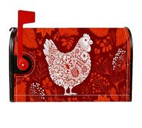 Housses magnétiques de boîte aux lettres de poulet rustique, fleurs et feuilles, rouge d'automne pour décoration de porche, 53,3 x 64,9 cm