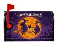 Housses magnétiques de boîte aux lettres de sorcières, bâtons de balai festifs fantaisie, chat, Halloween, pour décoration extérieure de cour, 45,7 x 53,3 cm