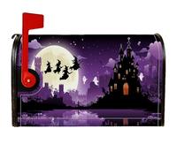 Housses magnétiques de boîte aux lettres de sorcières, château effrayant, lune d'Halloween, pour décoration de jardin, cour, 53,3 x 64,9 cm