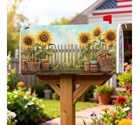 Housses magnétiques de boîte aux lettres de tournesol, panier rustique de ferme, couverture décorative de boîte aux lettres jaune d'été pour décoration de jardin, terrasse, 45,7 x 53,3 cm