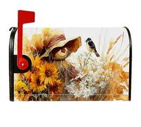 Housses magnétiques de boîte aux lettres de tournesol rustique, motif épouvantail, oiseau, jaune automne, pour décoration de cour avant, 45,7 x 53,3 cm