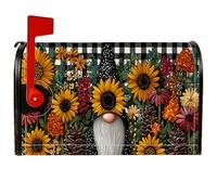 Housses magnétiques de boîte aux lettres de tournesol rustique, nain de ferme, pommes de pin, jaune automne, pour décoration de porte d'entrée, 45,7 x 53,3 cm