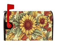 Housses magnétiques de boîte aux lettres de tournesol rustique, pétales de feuilles de ferme, couverture de boîte aux lettres jaune d'été pour décoration de cour avant, 45,7 x 53,3 cm