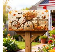 Housses magnétiques de boîte aux lettres de vélo rustique, citrouilles, feuilles, orange, pour décoration extérieure de cour, 53,3 x 64,9 cm