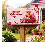 Housses magnétiques de boîte aux lettres de voiture, Saint Valentin, ours romantique, cœurs, Saint-Valentin, pour extérieur, jardin, cour, 45,7 x 53,3 cm