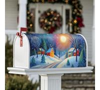 Housses magnétiques de boîte aux lettres d'hiver pour décoration de porte d'entrée, maisons festives d'hiver, 45,7 x 53,3 cm, bleu