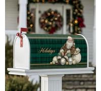 Housses magnétiques de boîte aux lettres du Père Noël, ornements traditionnels festifs à carreaux pour décoration de boîte aux lettres de Noël, décoration de maison et de jardin, 53,3 x 64,9 cm (vert)