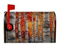Housses magnétiques de boîte aux lettres en bouleau, motif mosaïque de feuilles d'automne rustiques, pour décoration de porche, 45,7 x 53,3 cm, orange