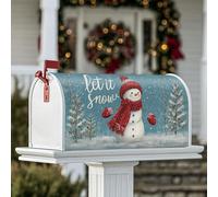 Housses magnétiques de boîte aux lettres en forme de bonhomme de neige, flocons de neige, arbres, décorations d'hiver pour la maison et le jardin, 45,7 x 53,3 cm, bleu