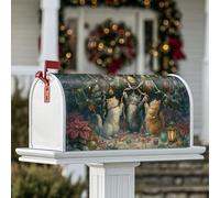 Housses magnétiques de boîte aux lettres en forme de chats et de poinsettia pour décoration de jardin, terrasse, 45,7 x 53,3 cm, vert