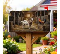 Housses magnétiques de boîte aux lettres en forme de chèvre - Style rustique - Coq - Pour décoration de jardin ou extérieur - Marron - 53,3 x 64,9 cm