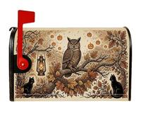 Housses magnétiques de boîte aux lettres en forme de chouette - Style rustique vintage - Citrouilles - Lanterne d'automne - Pour décoration de maison et de jardin - 45,7 x 53,3 cm