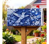 Housses magnétiques de boîte aux lettres en forme de colibri, vintage, ornées de fleurs, oranges, bleu d'été, pour extérieur, décoration de jardin, cour, 53,3 x 64,9 cm