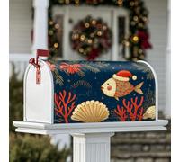 Housses magnétiques de boîte aux lettres en forme de poisson, coquillage de corail festif et fantaisie, pour Noël, décoration saisonnière pour extérieur, jardin, cour, 45,7 x 53,3 cm