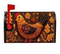 Housses magnétiques de boîte aux lettres en forme de poulet, feuilles rustiques, fleurs d'automne, orange saisonnier, pour décoration de jardin, cour, 45,7 x 53,3 cm