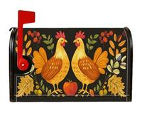 Housses magnétiques de boîte aux lettres en forme de poulet, rustique, feuilles de fruits de ferme, orange, pour extérieur et décoration de cour, 53,3 x 64,9 cm