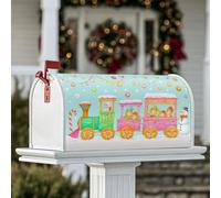 Housses magnétiques de boîte aux lettres en forme de train, bonhomme de neige ludique, sucre d'orge, pour décoration de porche, 53,3 x 64,9 cm