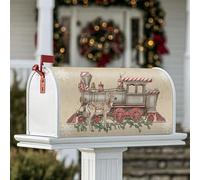 Housses magnétiques de boîte aux lettres en forme de train de Noël, vintage, cerf, sucre d'orge, décoration de porte d'entrée, 53,3 x 64,9 cm