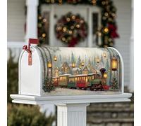 Housses magnétiques de boîte aux lettres en forme de train, maisons de lanternes festives de Noël, décoration extérieure, 53,3 x 64,9 cm, vert