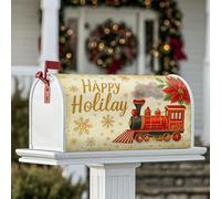 Housses magnétiques de boîte aux lettres en forme de train, poinsettia, flocon de neige, décoration extérieure, 45,7 x 53,3 cm, rouge