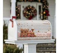 Housses magnétiques de boîte aux lettres en forme de train pour décoration de jardin, cour, 53,3 x 64,9 cm, marron