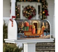 Housses magnétiques de boîte aux lettres en forme de traîneau, cadeaux festifs, Noël, boîte aux lettres pour extérieur, jardin, cour, 45,7 x 53,3 cm, rouge