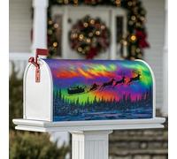 Housses magnétiques de boîte aux lettres en forme de traîneau, renne festif, sapins, arc-en-ciel, pour décoration de jardin, 53,3 x 64,9 cm