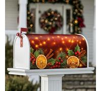 Housses magnétiques de boîte aux lettres en forme de tranches d'orange, bâtons de cannelle, branches de pin, pour décoration de cour avant, 45,7 x 53,3 cm, marron