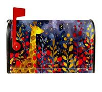 Housses magnétiques de boîte aux lettres girafe, inspirées de la nature, fleurs et feuilles d'automne dorées pour décoration de porte d'entrée, 53,3 x 64,9 cm