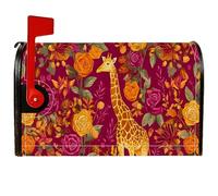 Housses magnétiques de boîte aux lettres girafe, roses colorées fantaisie, automne, bordeaux, pour décoration de cour avant, 45,7 x 53,3 cm