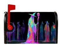 Housses magnétiques de boîte aux lettres magicien, cape d'Halloween fantaisie pour boîte aux lettres d'Halloween, couverture de boîte aux lettres noire pour décoration de jardin et cour, 45,7 x 53,3