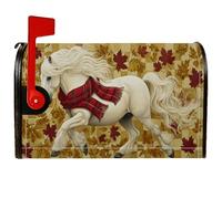 Housses magnétiques de boîte aux lettres motif cheval - Écharpe rustique - Feuilles de ferme - Protection pour boîte aux lettres - Doré - Pour décoration de jardin et terrasse - 53,3 x 64,9 cm