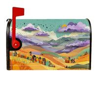 Housses magnétiques de boîte aux lettres motif montagne, paysage rustique, champs de nuages, couverture de boîte aux lettres d'automne orange pour extérieur pour décoration extérieure, 53,3 x 64,9 cm