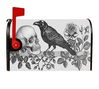 Housses magnétiques de boîte aux lettres motif tête de mort, gothique, vintage, corbeau, rose, protection pour boîte aux lettres pour décoration extérieure de cour, 53,3 x 64,9 cm
