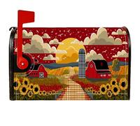 Housses magnétiques de boîte aux lettres motif tournesols, champs de granges rustiques d'automne pour décoration de cour avant, 53,3 x 64,9 cm