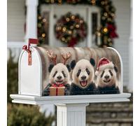 Housses magnétiques de boîte aux lettres panda, bois de renne festif de Noël, chapeau de Père Noël, décorations de boîte aux lettres pour décoration de cour avant, 53,3 x 64,9 cm