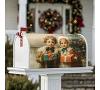 Housses magnétiques de boîte aux lettres pour enfants, cadeaux festifs vintage, arbre de Noël, boîte aux lettres rouge pour décoration de cour avant, 53,3 x 64,9 cm