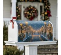 Housses magnétiques de boîte aux lettres pour lampadaires, pont de flocons de neige d'hiver pour décoration de jardin, cour, 45,7 x 53,3 cm, bleu