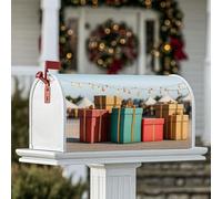 Housses magnétiques de boîte aux lettres pour Noël, guirlandes lumineuses festives, nœuds cadeaux de Noël, housses de boîte aux lettres rouges pour décoration de jardin, cour, 45,7 x 53,3 cm