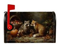 Housses magnétiques de boîte aux lettres raton laveur, renard d'automne rustique, citrouille, marron, pour décoration de porche, 45,7 x 53,3 cm