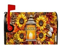 Housses magnétiques de boîte aux lettres tournesol, lanterne rustique de ferme, pommes de pin, couverture de boîte aux lettres jaune automne pour décoration de jardin, cour, 53,3 x 64,9 cm