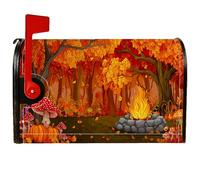 Housses magnétiques en forme de champignon pour boîte aux lettres d'automne rustique citrouille feu automne orange feu pour décoration de porte d'entrée, 53,3 x 64,9 cm