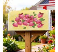 Housses magnétiques pour boîte aux lettres à la fraise - Motif feuilles de ruban d'été - Jaune d'été - Pour décoration de jardin, terrasse, 51 x 25,5 cm