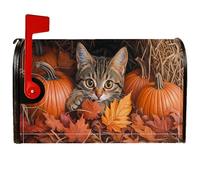 Housses magnétiques pour boîte aux lettres à motif de chat, feuilles de citrouille d'automne décoratives pour décoration de porche, 53,3 x 64,9 cm, orange