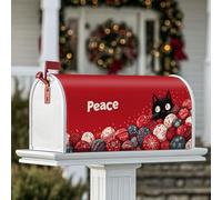 Housses magnétiques pour boîte aux lettres avec chat - Ornements festifs et fantaisistes - Flocons de neige - Décoration de Noël - Rouge - 45,7 x 53,3 cm