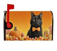 Housses magnétiques pour boîte aux lettres avec motif de chat, citrouille, maïs, Halloween, décoration de jardin, 53,3 x 64,9 cm, orange