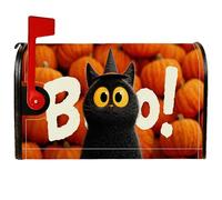 Housses magnétiques pour boîte aux lettres avec motif de chat et chapeau de citrouille d'Halloween pour décoration de maison et de jardin, 45,7 x 53,3 cm, orange