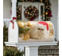 Housses magnétiques pour boîte aux lettres avec motif de chat et chapeau de Père Noël - Décoration extérieure - 45,7 x 53,3 cm - Rouge