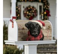Housses magnétiques pour boîte aux lettres avec motif de chien, chapeau de Père Noël, écharpe, écharpe de Noël rustique pour décoration extérieure de cour, 45,7 x 53,3 cm